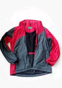 Red and Grey Hooded Jacket