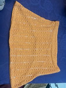 Orange Sequin Crochet Skirt