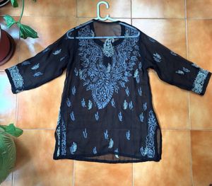 Elegant Black Chikankari Kurta