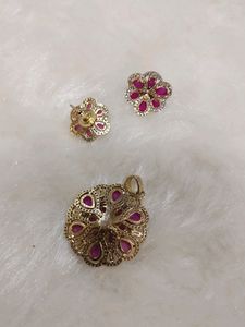 Ruby Pendant Set