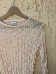 Sheer Crinkle Long Sleeve Top
