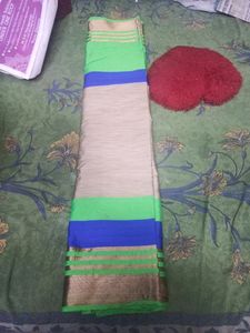 Cotton Blend Saree - Fluorescent Green