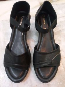 Khadim Women's Black Comfort Wedge Sandals