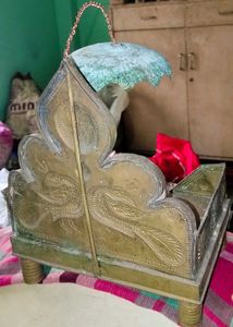 Antique Vintage Brass Peacock Singhasan Showpiece