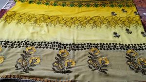 Yellow Floral Print Saree with Blouse