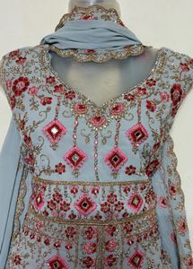 Embellished Grey kurta palazzo set