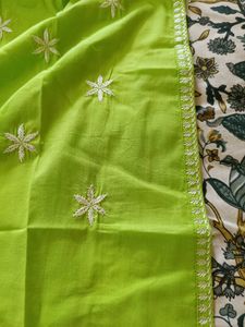Bright Green Kurta with White Pants