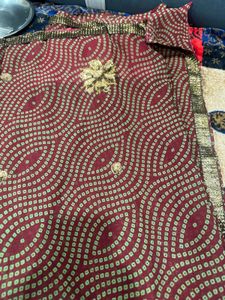 Elegant Maroon &amp; Gold Embellished Saree