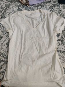 2 Classic White V-Neck T-Shirt- Black &amp; Whit