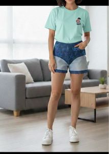 Naruto Graphic Tee and Denim Shorts Set