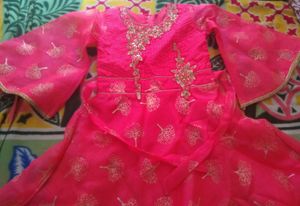Rose pink Colour Gown Light Weight For Heavy look