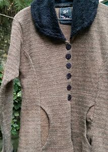 Brown Fur Collar Sweater