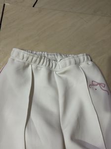 Bow White Casual Pants