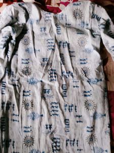 Blue &amp; White Printed Kurta with Patiala Pants
