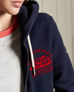 Superdry Navy Hoodie with Red Logo NWT