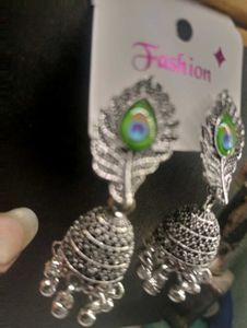 Peacock Feather Jhumka Earrings