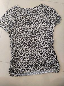 Leopard Print Top &amp; Denim Shorts Set