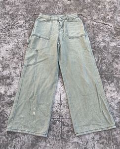 Green Wide Leg Cargo Jeans