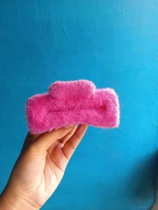 Fuzzy Pink Hair Claw Clip