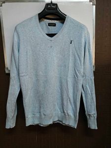 Men's Light Blue V-Neck Sweater