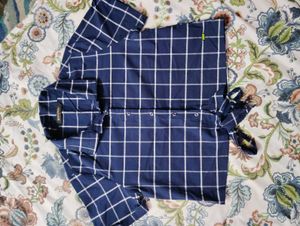 Blue Checked Tie-Front Shirt