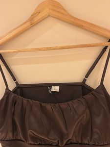 H&amp;M Brown Faux Leather Crop Top