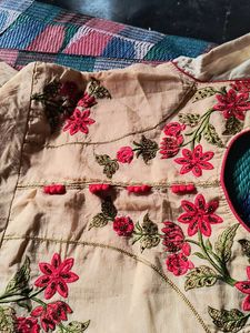 Embroidered Peach Ethnic Gown