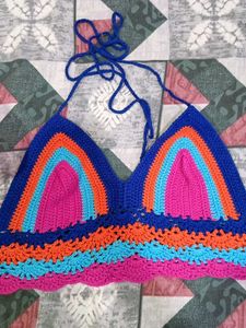 Boho Rainbow Crochet Crop Top