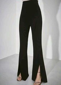 Ribbed Split Hem Bootcut Pants