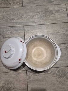 Vintage Melamine Floral Serving Dish with Lid