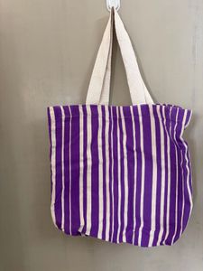 Purple Striped Tote Bag