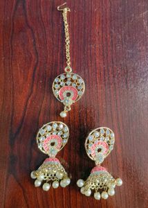 Elegant Jhumka Earring &amp; Maangtika Set