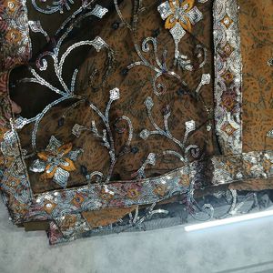 sequin work saree