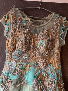 Engagement Gown With Applique Work Embroidery