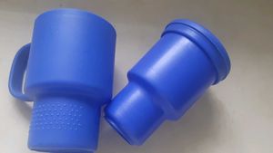 Two Blue Plastic Mug set - Vintage