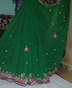 Embroidered Green Fabric