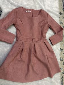 Cute Pink Suede Mini Dress