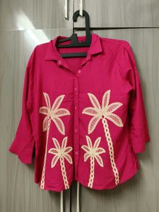 Pink Palm Tree Print Shirt