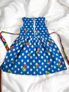 ​🍒 Blue Cherry Polka Dot Frock (2-4 Years)