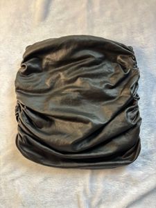 Black Ruched Faux Leather Top