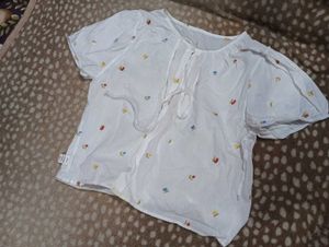 White Embroidered Top