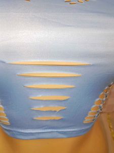(400)Blue Cutout Crop Top