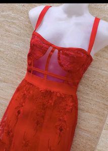 Stunning Red Lace Evening Dress