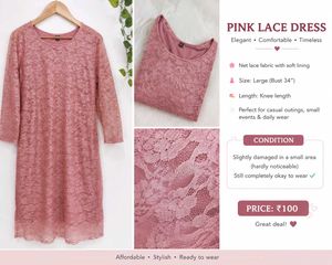 Elegant onion  Pink Lace Dress