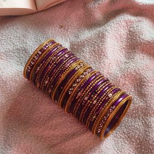 Exquisite Purple & Gold Bangles Set