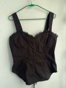 Newme Black Solid Tieup Top