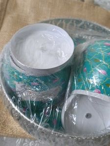 Metal Dryfruits Serving Tray with 2 Jar