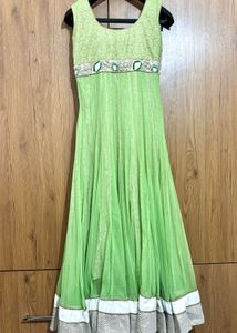 Elegant Green Embroidered Anarkali suit