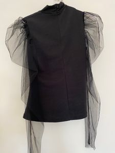 SHEIN mesh puff sleeve mock neck top