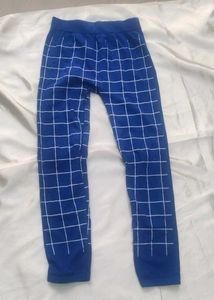 Blue Grid Pattern Leggings